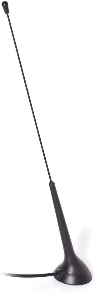 Eightwood Car Radio Antenna FM Antenna Radio Magnetic Attachment Antenna FM 3 m Cable RG174 + DIN Socket to ISO Adapter for Cars Radio Trucks Universal Multi-Way