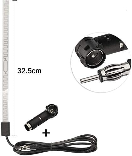 Eightwood Car Radio Antenna FM Car Radio Antenna Patch Windscreen Paste Antenna FM 3 m Cable + DIN Socket 41585 to ISO Adapter for Cars Trucks Universal with Multi-Way