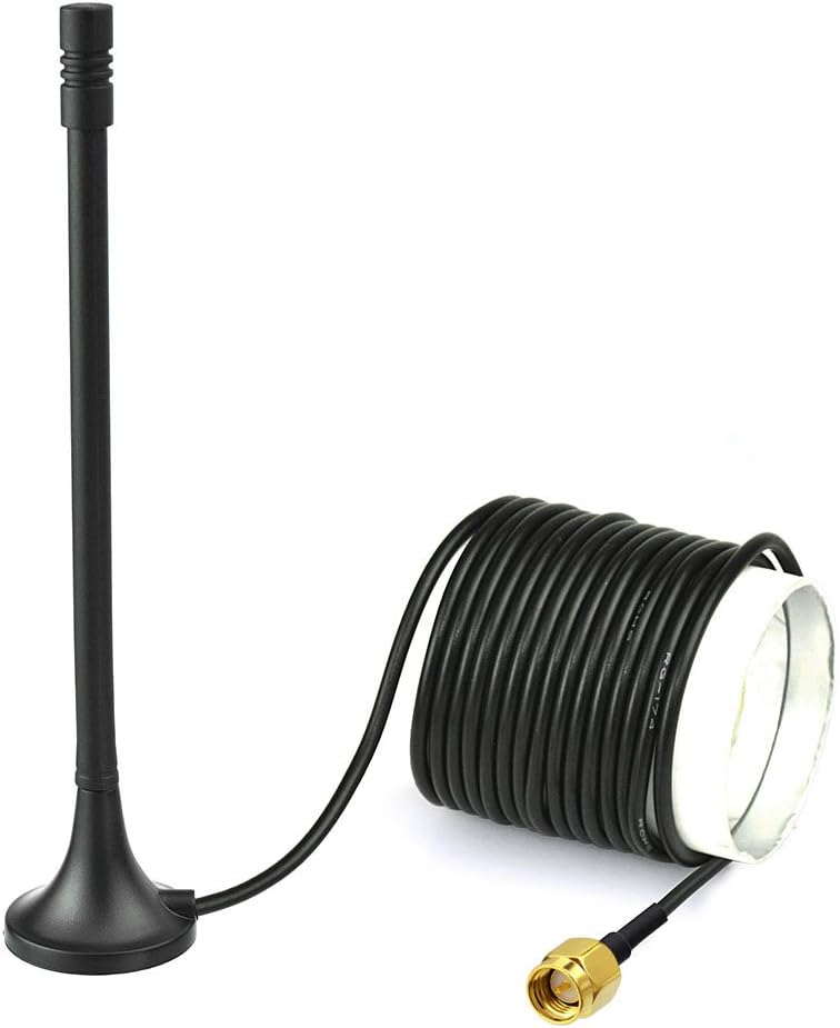 Eightwood Antenne SMA Antenne 3.5 dBi SMA TS9 Stecker Adapter Magnetfuß Omni mit RG174 3M Kabel Kompatibel für GSM GPS WLAN Bluetooth WiFi Router Wireless MEHRWEG