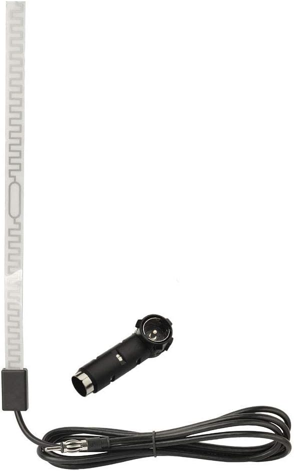 Eightwood Car Radio Antenna FM Car Radio Antenna Patch Windscreen Paste Antenna FM 3 m Cable + DIN Socket 41585 to ISO Adapter for Cars Trucks Universal with Multi-Way