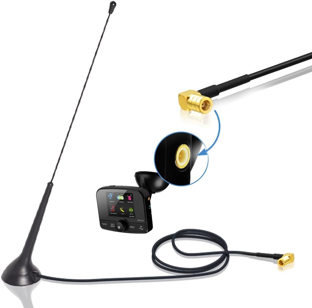 Eightwood DAB DAB+ Antenne Autoradio SMB Antenne (KFZ Magnetfußantenne) mit Antenne Extension Kabel RG174 300cm für Digitalradio Empfang Blaupunkt Beat TechniSat Pioneer Sony Alpine MEHRWEG