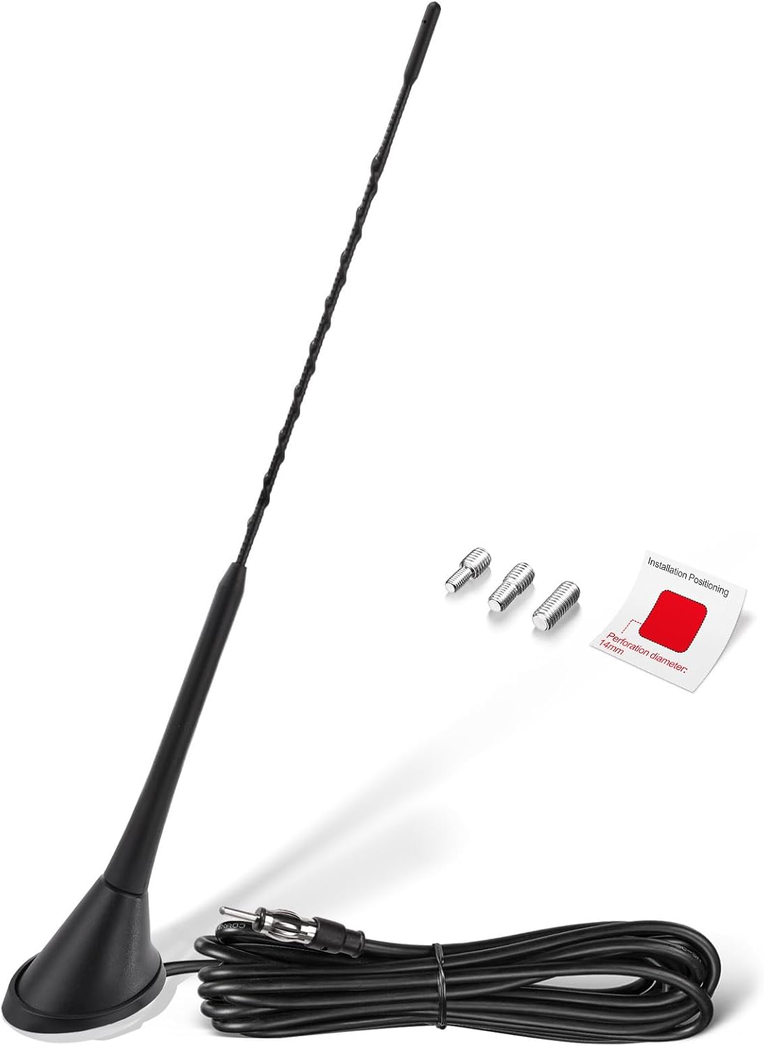 Eightwood FM AM Radio Antenne Auto Autoradio Antenne DIN Adapter Radio Antenne Dach 5M Verlängerungskabel für Auto Radio LKWs SUV Digital Radio FM Tuner