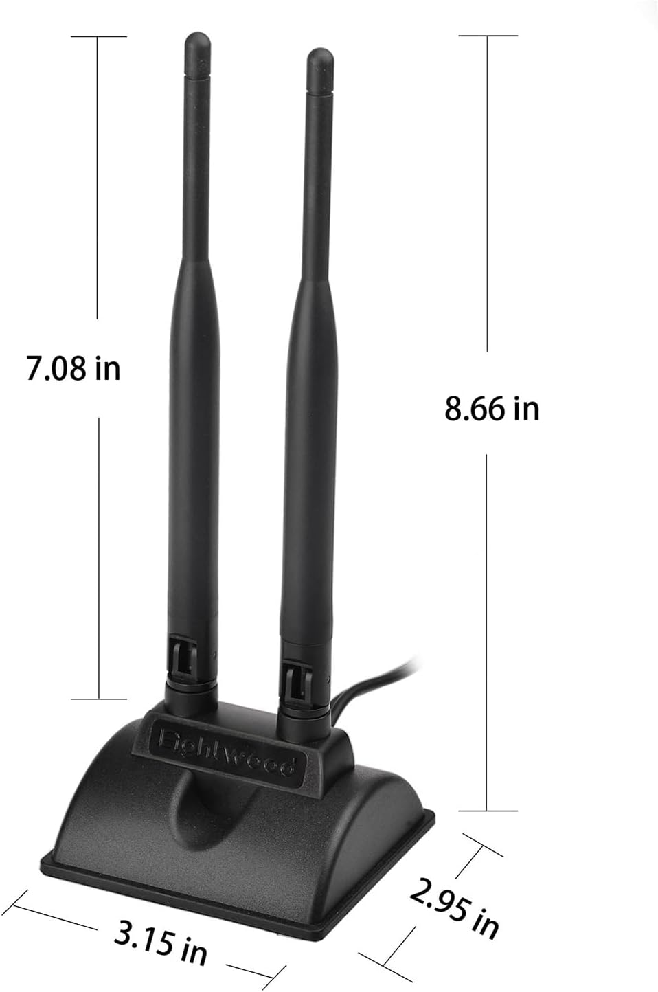 Eightwood 2.4GHz 5GHz Dual Band WiFi Antenna RP-SMA Male Connector with SMA Male to RP-SMA Female Adapter (2-Pack) for PCI-E WiFi Network Card USB WiFi Adapter Wireless Router