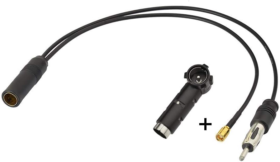 Eightwood Antenna Adapter SMB Cable DIN Female to DIN Male (2 Din) to SMB Plug with DIN-ISO Adapter RG174 30 cm for AM/FM DAB Car Radio Multi-Way