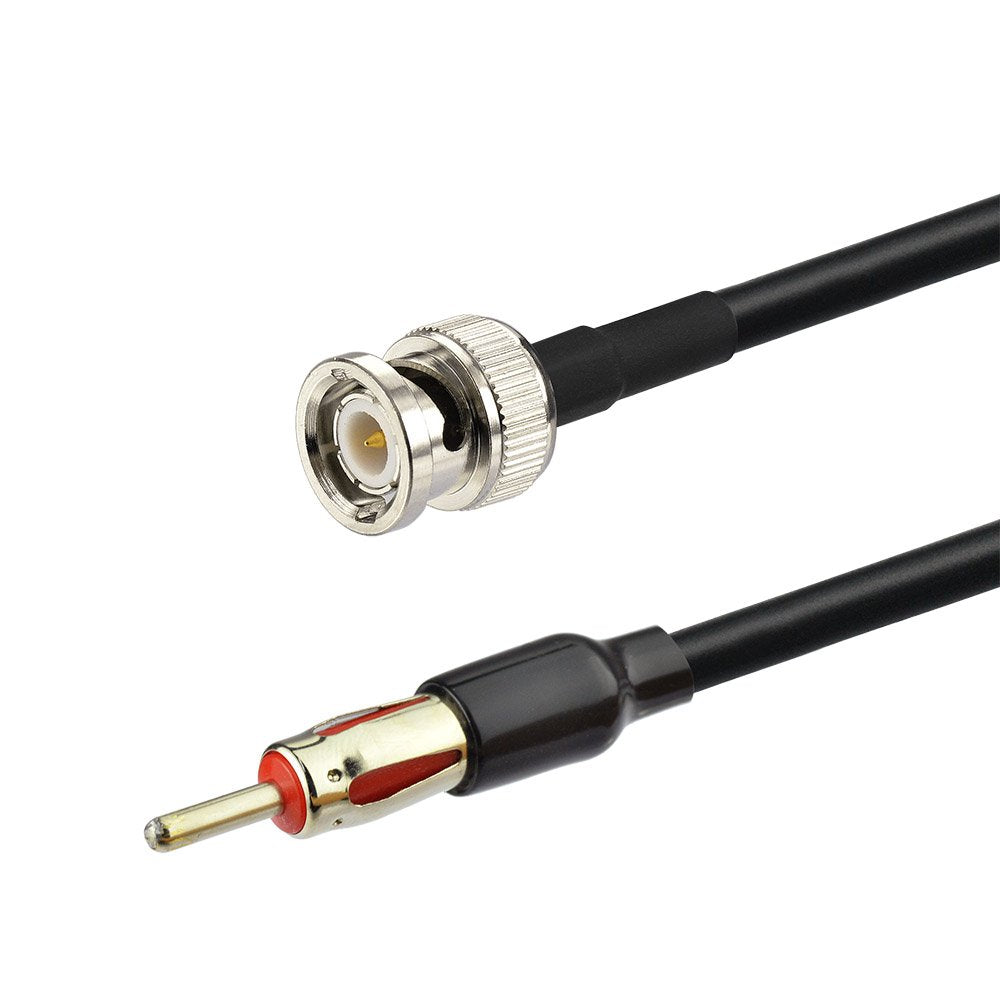 Eightwood BNC Male to DIN AM/FM Male Plug Cable 12 inches Coax RG58 for Car Radio Antenna Scanner