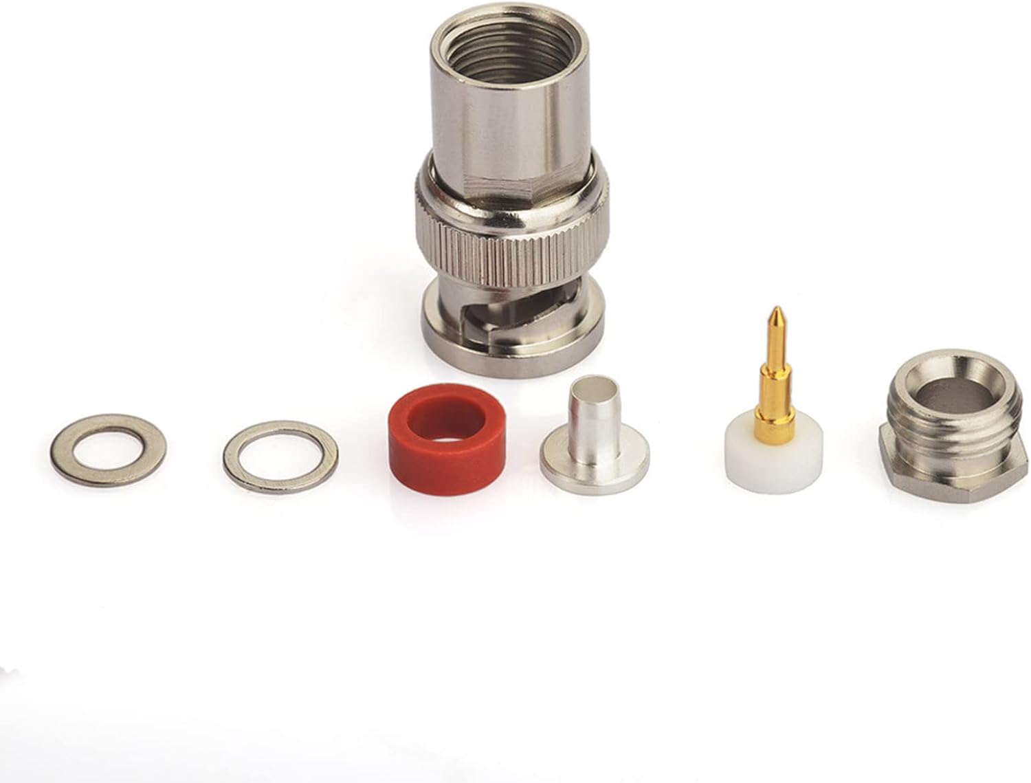 Eightwood BNC Male Plug Solder Clamp Connector 10-Pack Compatible with RG58 RG142 LMR195 Coax Cable