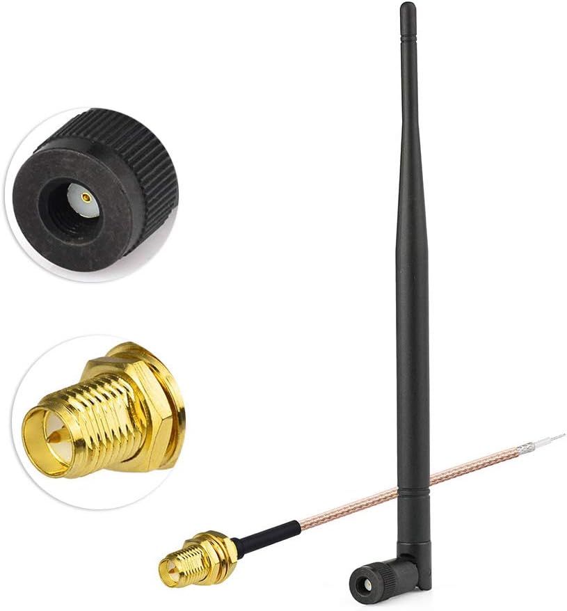 Eightwood 868 MHz Antenne Kipp-und-Schwenkbar NFC RFID Antenne RP-SMA Stecker + RP-SMA Buchse Pigtail Kabel RG178 15cm 6inch für GSM Wireless WiFi Homematic CCU3 CCU2 CC1101 Ham Radio MEHRWEG