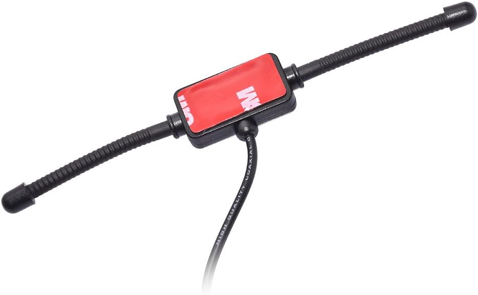 Eightwood Autoradio Antenne FM Car Radio Antenne Radio Patch Windschutzscheiben Paste Antenne FM 300cm Kabel + DIN Buchse 41585 auf ISO Adapter für Autos Radios LKWs Universal MEHRWEG