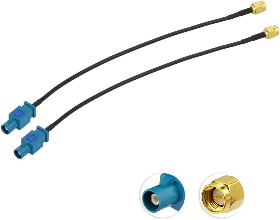 Eightwood DAB Antenna Fakra Adapter Car Radio Fakra Z to SMA Plug Cable DAB GPS Pigtail Fakra Cable RG174 8 Inch 20 cm 2 Pieces for Seat Skoda VW Golf Multi-Way