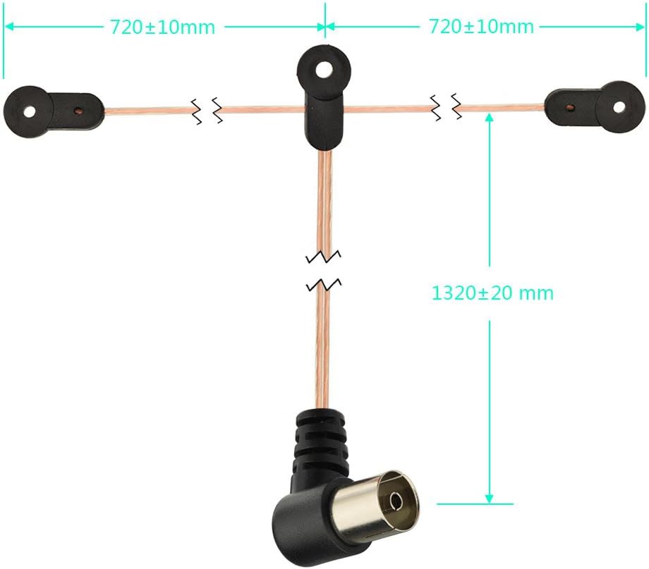 Eightwood FM Dipol Antenne 75ohm Unbal Push On Female Pal Connector TV Adapter Y Tuner für Yamaha Sony Bose Sherwood Pioneer Oenon Onkyo Audio Radio MEHRWEG