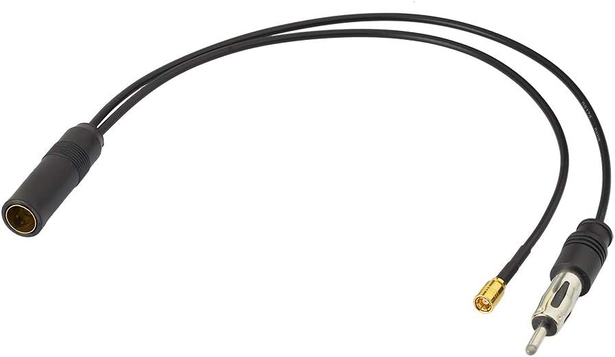 Eightwood Antenna Adapter SMB Cable DIN Female to DIN Male (2 Din) to SMB Plug with DIN-ISO Adapter RG174 30 cm for AM/FM DAB Car Radio Multi-Way