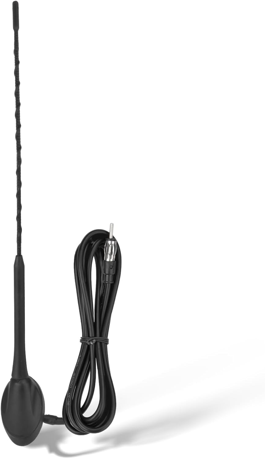 Eightwood Vehicle Marine Boat Radio Antenna 18.5 Inch, FM AM Stereo Antenna Mast with Mount Base and 6.5 Feet Extension Cable for Boat Car Truck RV ATV UTV Yacht Pontoon