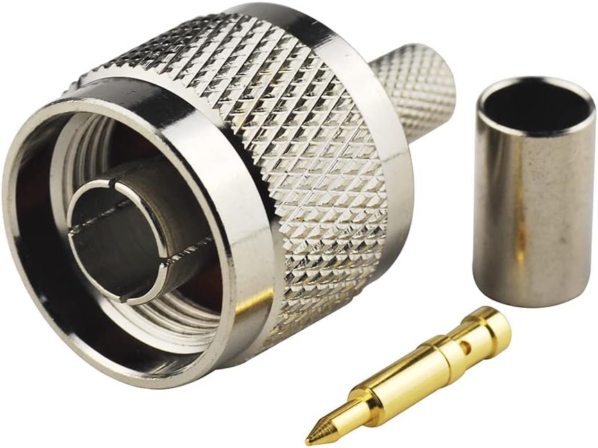 Eightwood N Male Plug Crimp RF Connector 50 ohm for LMR240 RG8X Coax Cable (5-Pack)