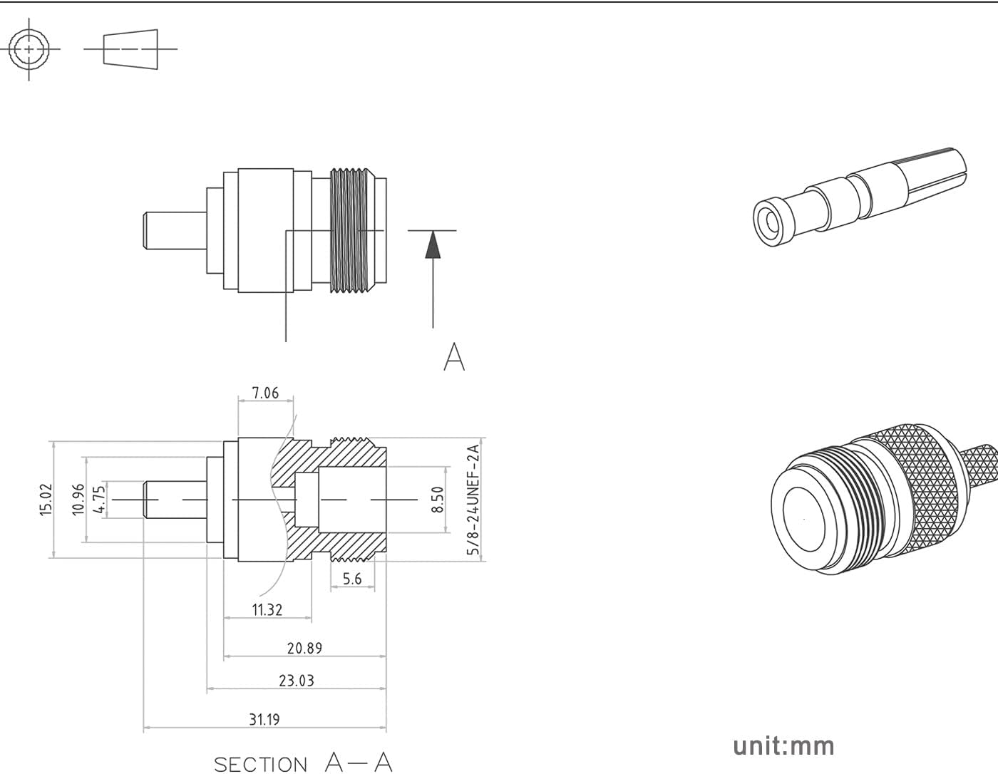 Eightwood N Female Crimp RF Connector 50 ohm for RG58 RG142 LMR195 Cable (5-Pack)