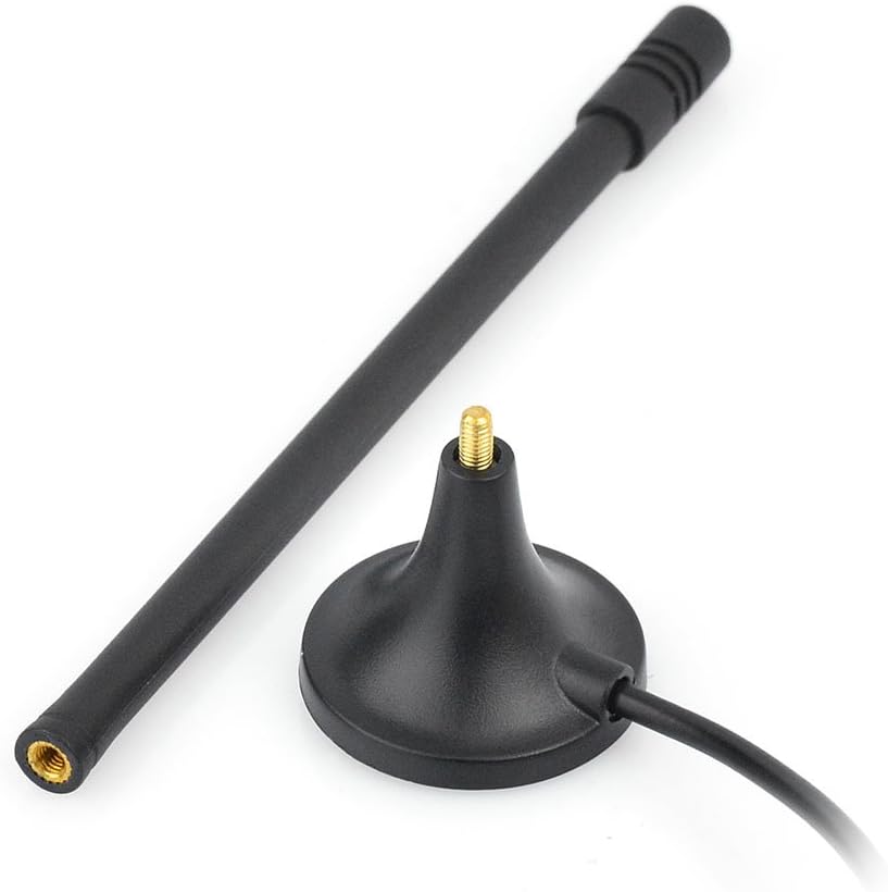 Eightwood Antenne SMA Antenne 3.5 dBi SMA TS9 Stecker Adapter Magnetfuß Omni mit RG174 3M Kabel Kompatibel für GSM GPS WLAN Bluetooth WiFi Router Wireless MEHRWEG