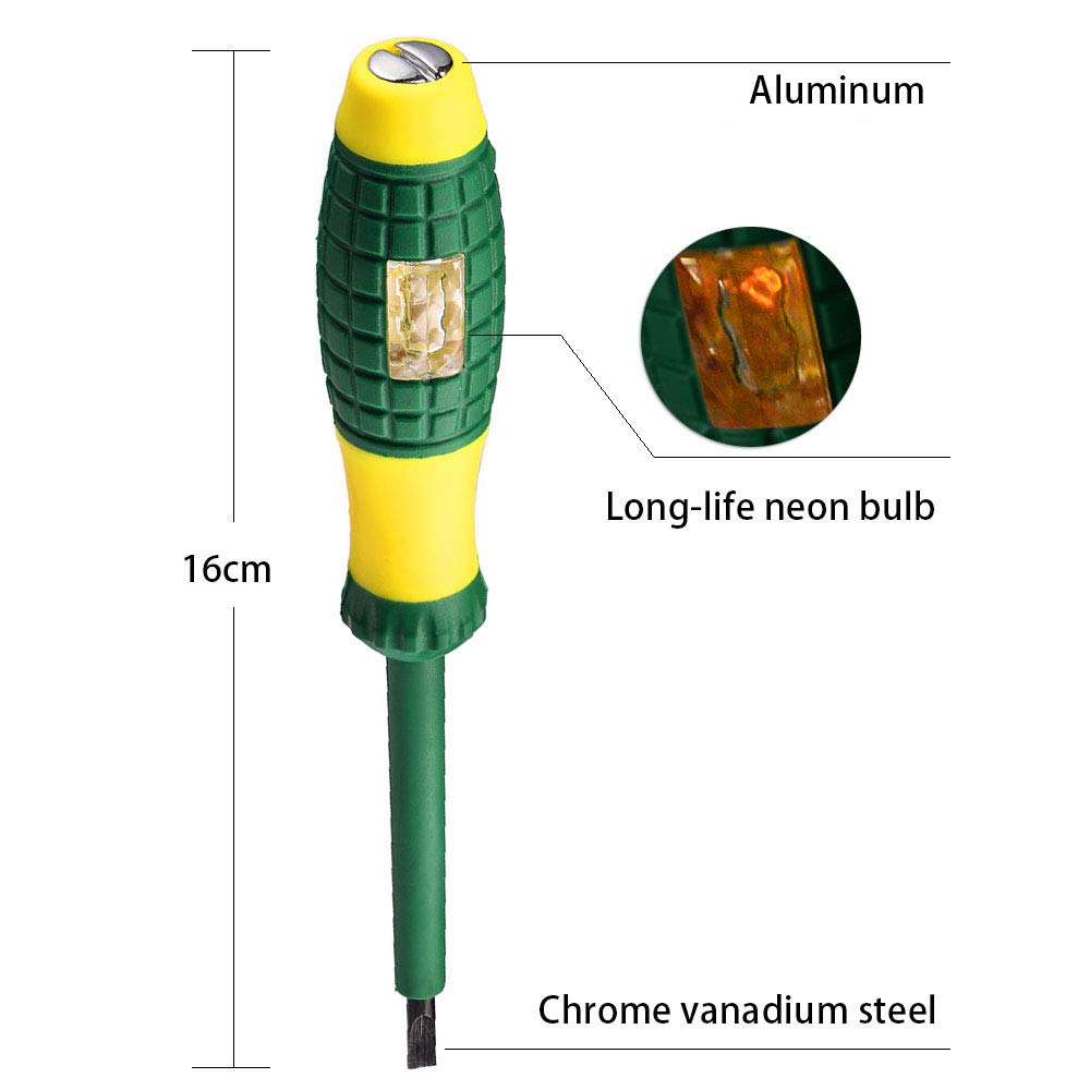 Eightwood Mains Tester Schraubendreher Elektrischer Schraubendreher Tester 220V Elektrischer Stift Tester 220V Spannungs Schraubendreher Tester-Stift mit Leistungsdetektor-Sonde MEHRWEG