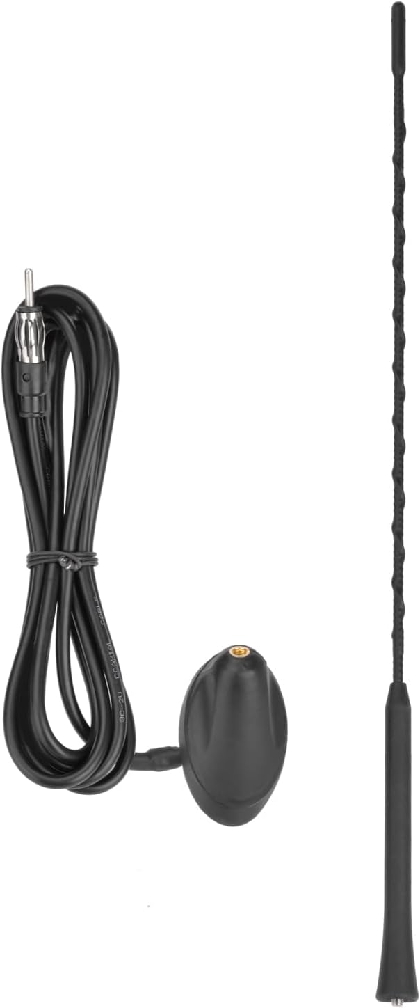 Eightwood Vehicle Marine Boat Radio Antenna 18.5 Inch, FM AM Stereo Antenna Mast with Mount Base and 6.5 Feet Extension Cable for Boat Car Truck RV ATV UTV Yacht Pontoon