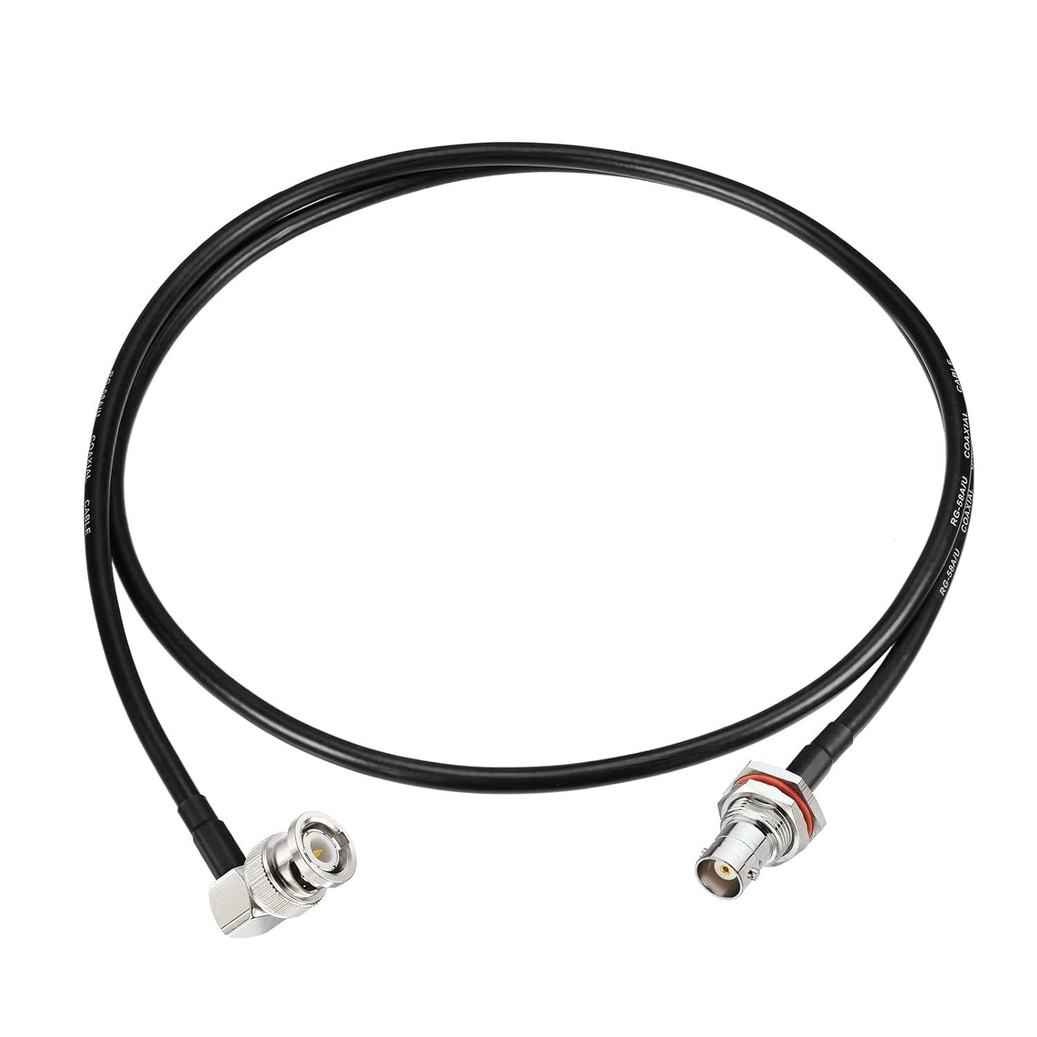 Eightwood BNC Bulkhead Female to BNC Male Right Angle Coax Cable RG58 Jumper 3 Feet for Wireless Microphone Receiver, Radio Scanner, Radio Antenna, CB Radio, VHF UHF Ham Radio