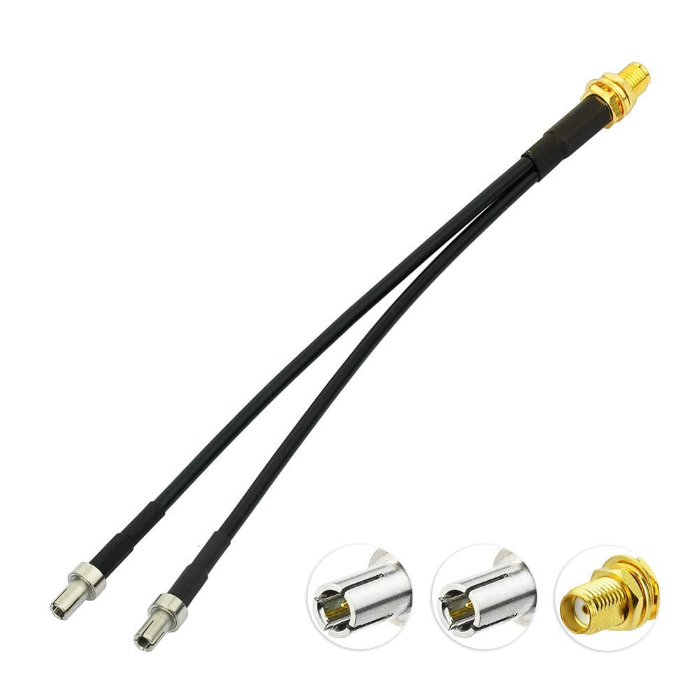 Eightwood SMA Female Bulkhead to Dual TS9 Splitter Adapter Pigtail Cable 6 inch for 4G LTE Antenna Router USB Modem MiFi Hotspotsots