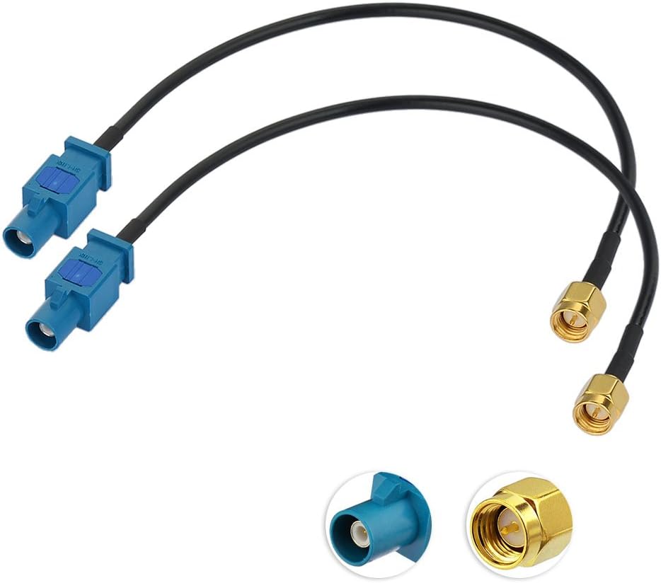 Eightwood DAB Antenna Fakra Adapter Car Radio Fakra Z to SMA Plug Cable DAB GPS Pigtail Fakra Cable RG174 8 Inch 20 cm 2 Pieces for Seat Skoda VW Golf Multi-Way
