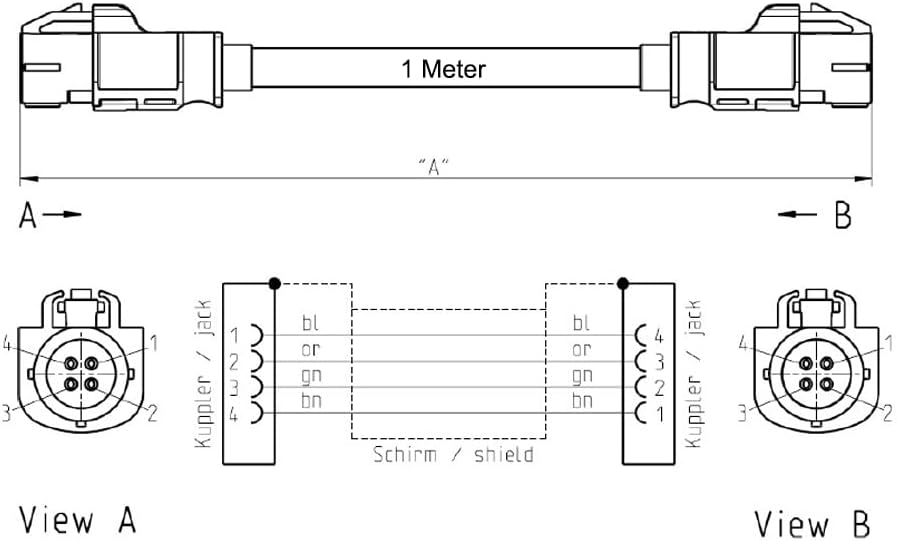 Eightwood HSD LVDS Kabel HSD-Z-Buchse Kabel 100cm HSD 535 4-Core Koaxialkabel für BMW F30 F31 F10 F11 F25 F15 Audi VW Mercedes Citroen Peugeot Video Audio Rear View Backup Camera Retrofit Navigation