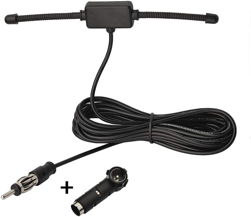 Eightwood Autoradio Antenne FM Car Radio Antenne Radio Patch Windschutzscheiben Paste Antenne FM 300cm Kabel + DIN Buchse 41585 auf ISO Adapter für Autos Radios LKWs Universal MEHRWEG
