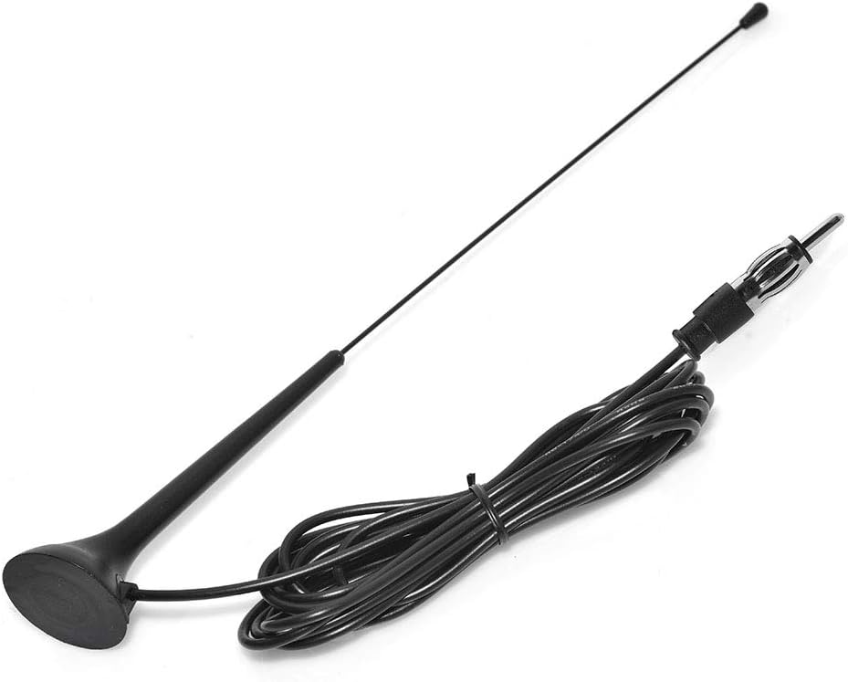 Eightwood Car Radio Antenna FM Antenna Radio Magnetic Attachment Antenna FM 3 m Cable RG174 + DIN Socket to ISO Adapter for Cars Radio Trucks Universal Multi-Way