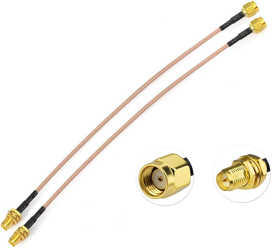 Eightwood RP SMA Kabel WiFi Antenne Kabel RP-SMA Stecker auf Buchse Verlängerungskabel 20cm 2 Stücke für Wirelesse WiFi Router Antenne AV Sender Dlink Netgear Belkin MEHRWEG