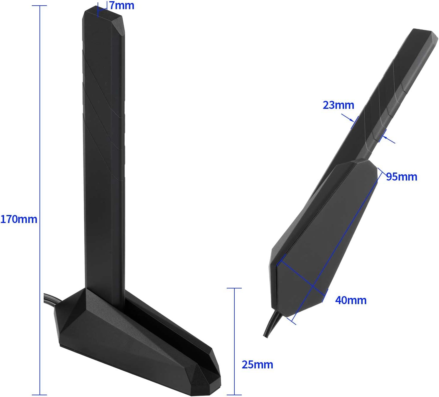 Eightwood WiFi 7 Gaming PC Motherboard Antenna Tri-Band Magnetic Base Antenna with Push-on Connector for ASUS ROG Strix, TUF Gaming, ROG Crosshair, ProArt, Prime Series WiFi 7 Motherboards