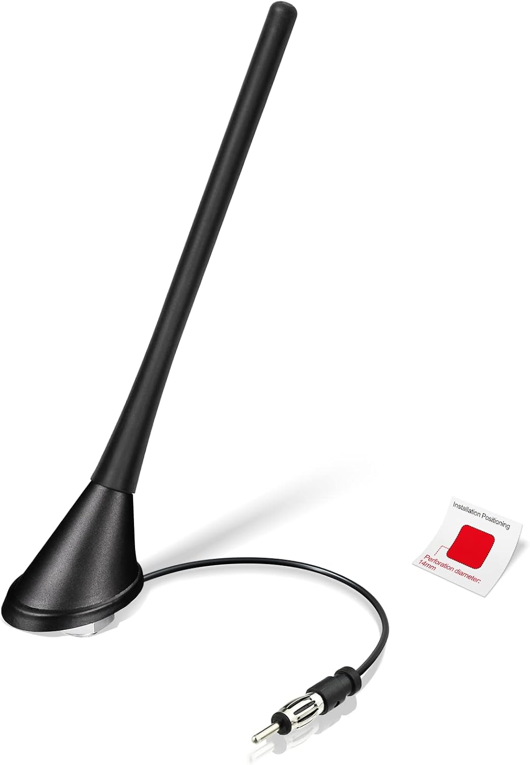 Eightwood AM/FM Autoantenne mit Verstärker Antenne Auto FM 17.5cm Dachantenne Autoantenne Autoradio Antenne Amplifier mit DIN Adapter 15CM Kabel