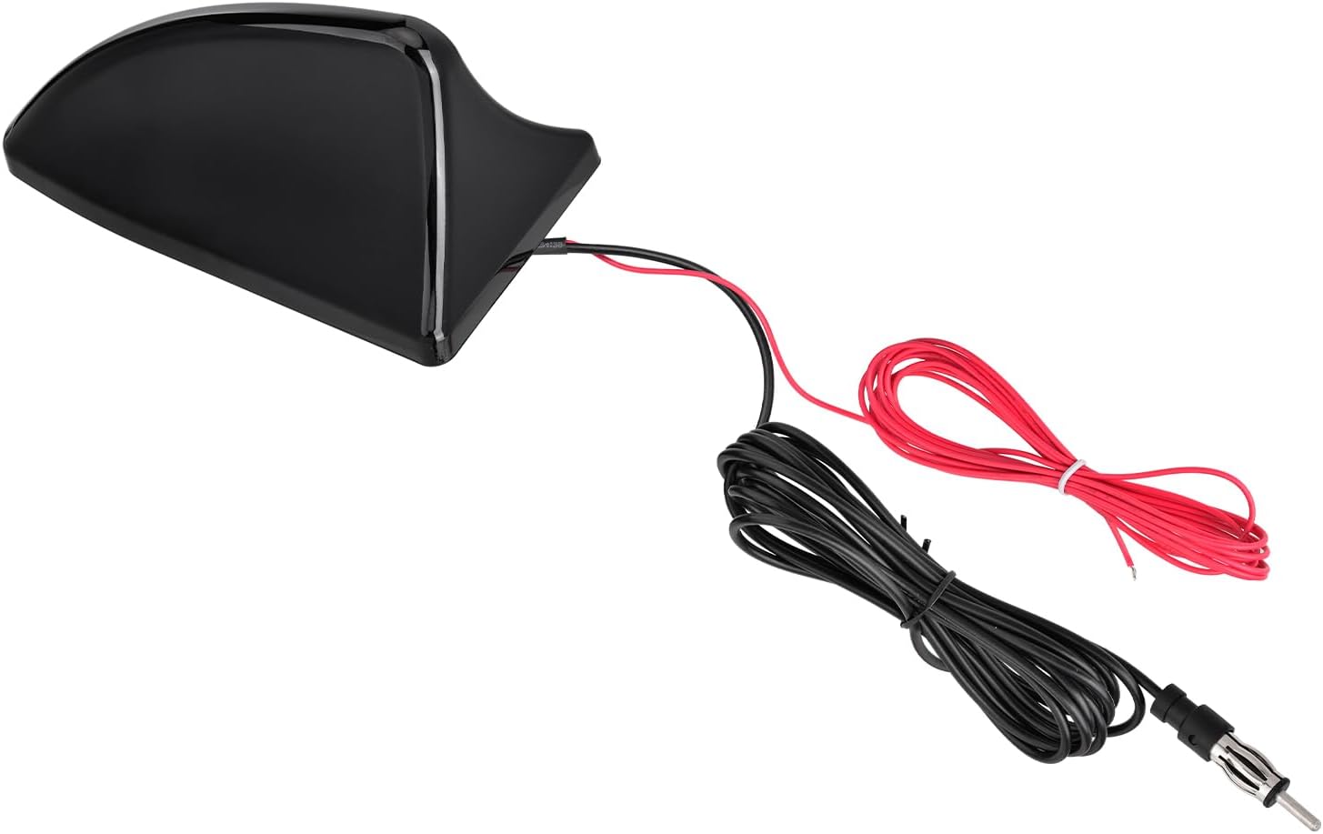 Eightwood Shark Fin Amplified Car Radio Antenna, Universal Roof Mount FM AM Antenna with 12V Power Wire for Vehicle Car Truck SUV Stereo Radio Receiver Media Head Unit