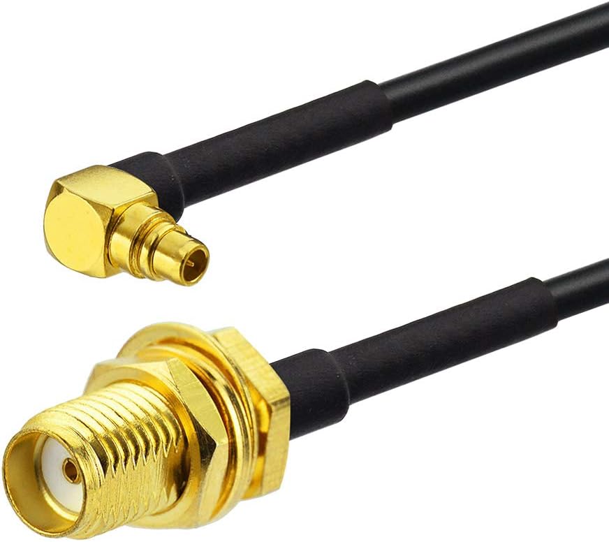 Eightwood SMA WiFi Antenne kabel SMA zu MMCX Kabel SMA Buchse Schott Gerade zu MMCX Stecker Rechtwinklig RG174 15cm 6inch für WLAN WiFi Router Drahtloses Internet TV und Audio MEHRWEG
