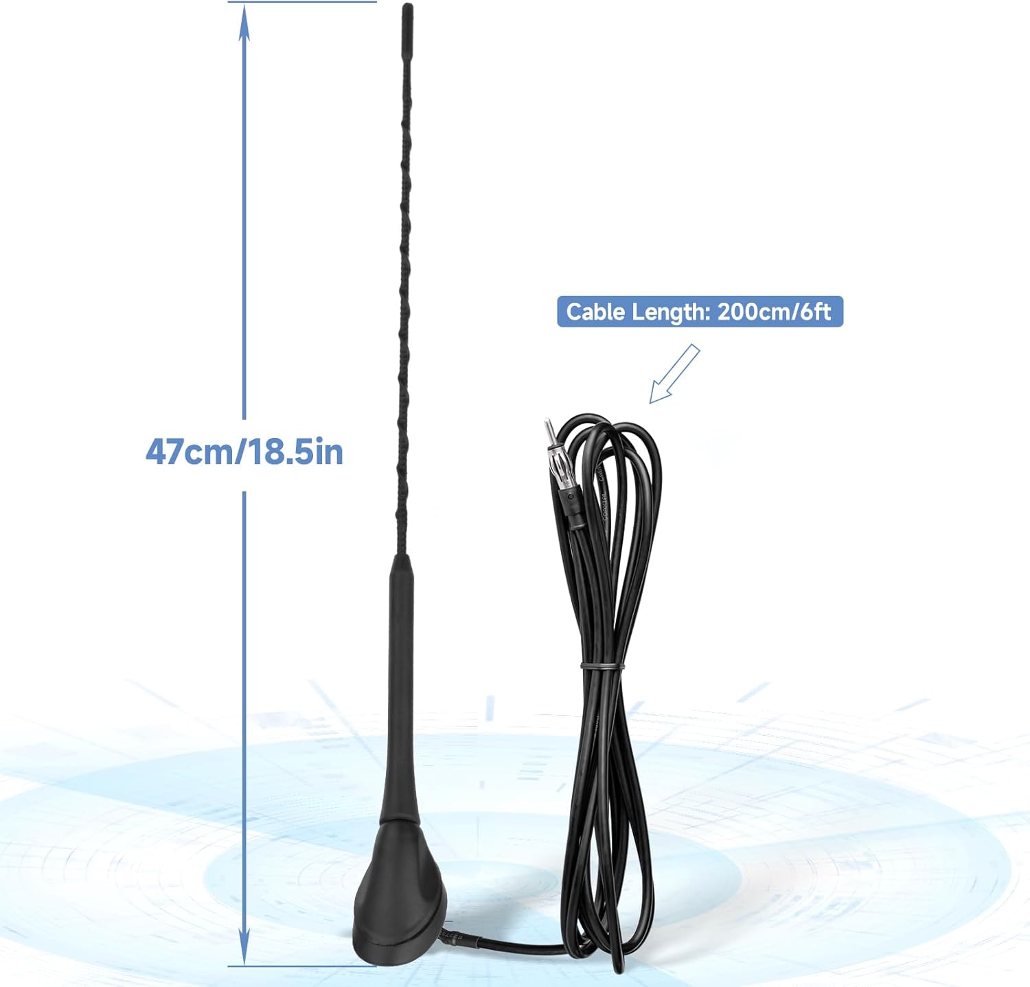 Eightwood FM/AM Dachantenne Auto Radio Antenne Marine Radio Antenne FM Autoantenne 2M Verlängerung Kabel für Boot, Auto, LKW, Vans, Wohnwagen, Wohnmobil, Yacht Radiotuner