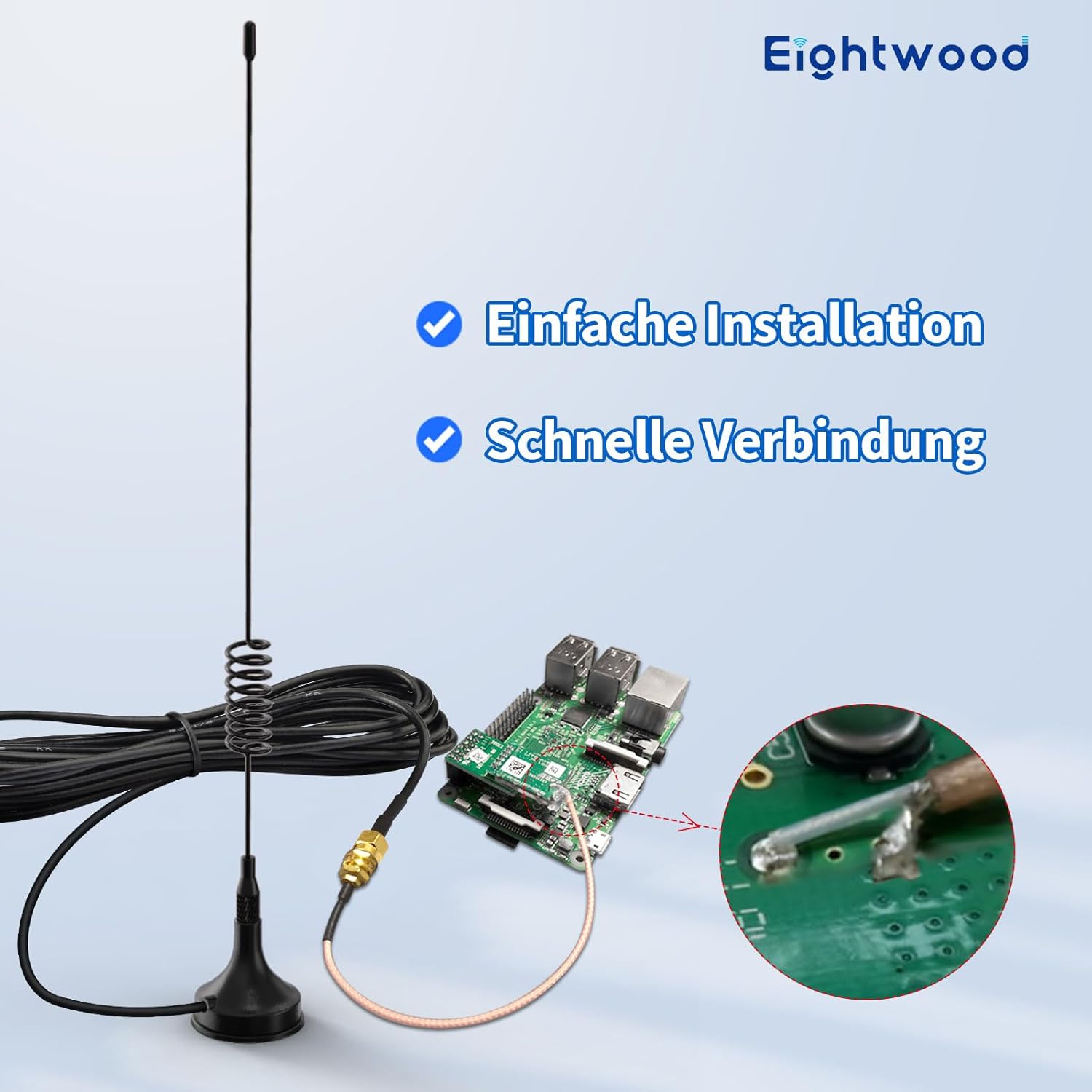 Eightwood 868 MHz Antenne SMA Antenne 868 MHz Homematic Antenne 5dBi + 15CM SMA Antennenkabel für GSM Lora Zigbee Dongle Wireless WiFi Homematic CCU3 CCU2 CC1101 Ham Radio usw.