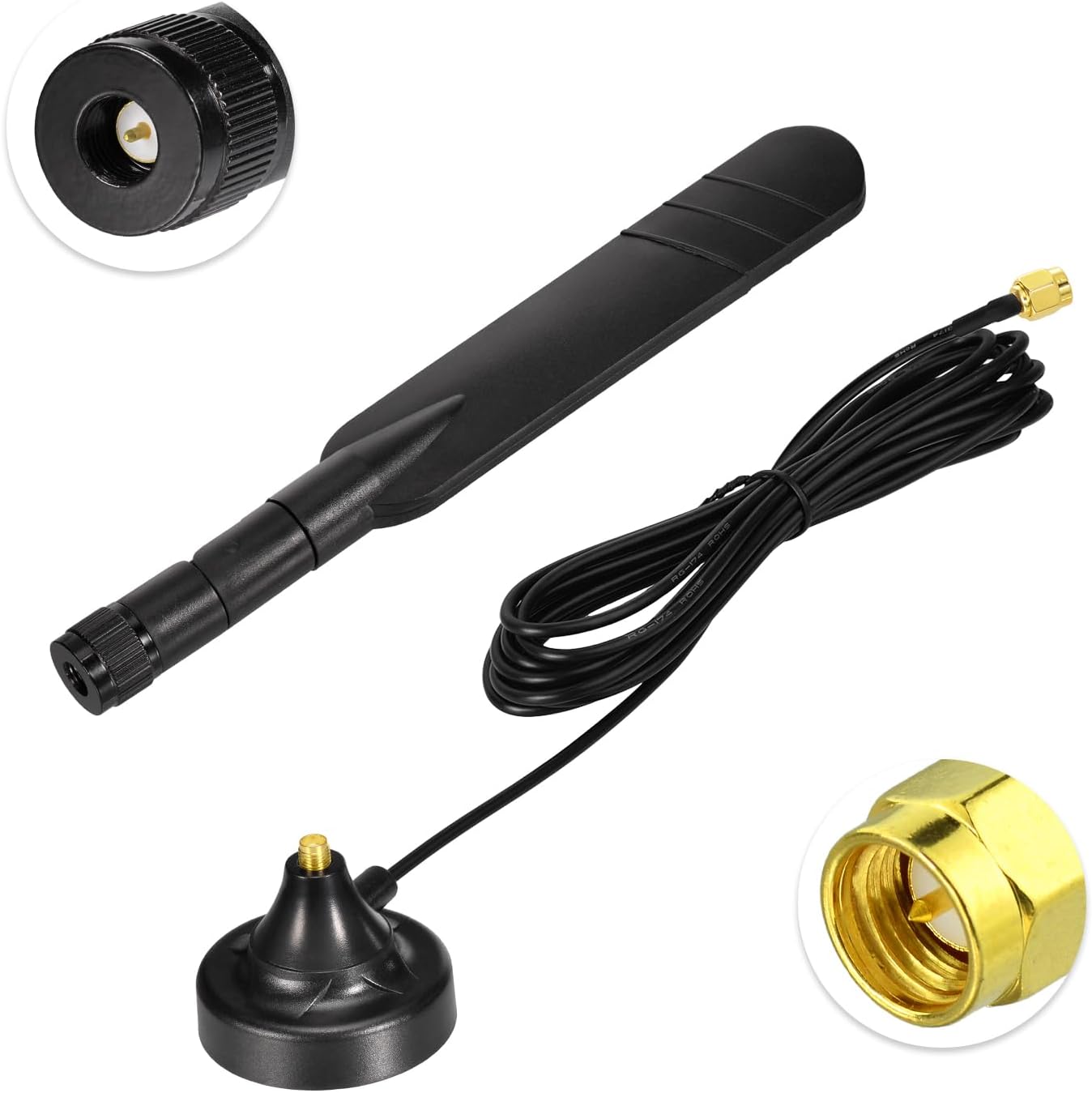 Eightwood 4G LTE Antenna with Magnetic Base MIMO SMA Male Antenna for 4G LTE Router Hotspot Modem Industrial Cellular IoT Gateway Security Camera