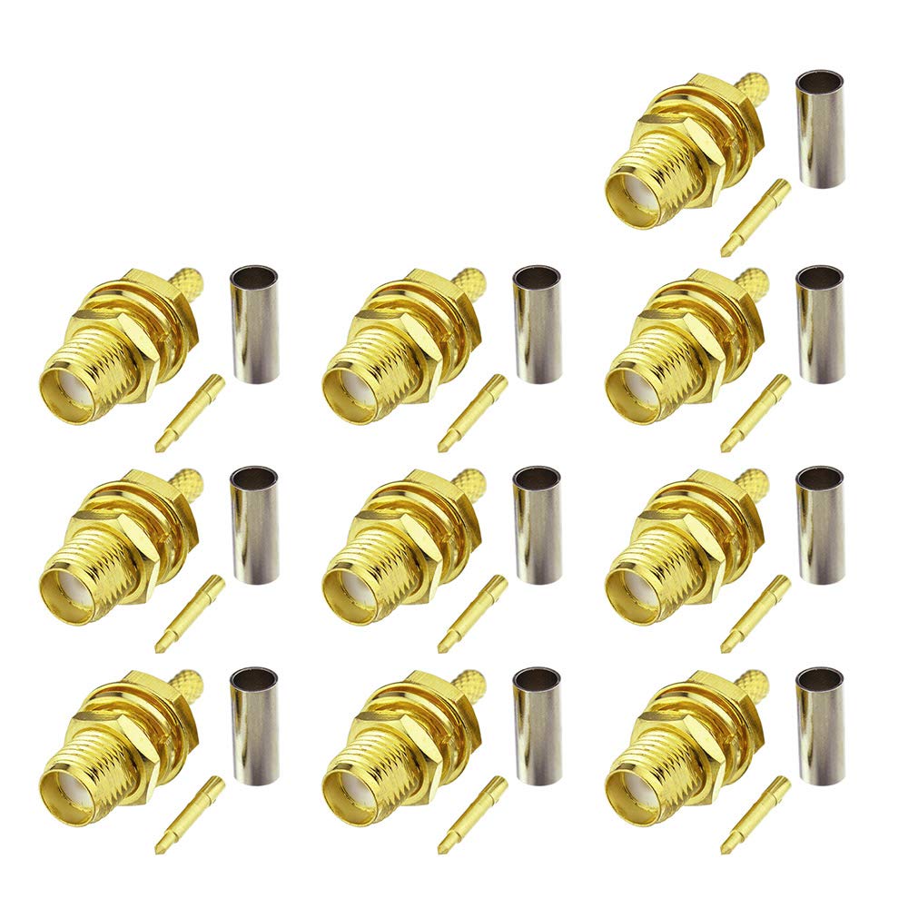 Eightwood SMA Stecker Männlich Rechtwinklig Steckverbinder Crimp 10 Stücke für RG58 Ham Radio Homematic CCU3 Raspberry Pi 4G DTV 4G Router WiFi Router Mobiler Hotspot DAB Antenne MEHRWEG