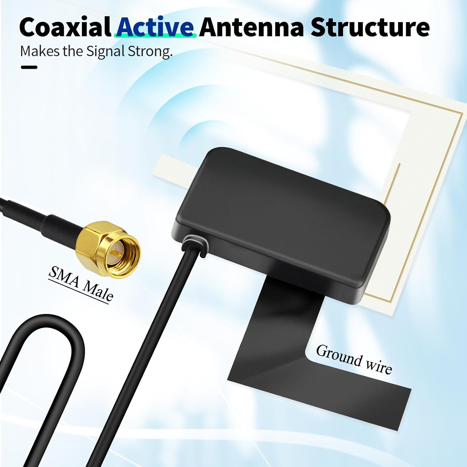 Eightwood DAB Antenne DAB Antenne Auto SMA Digtial DAB Autoradio Antenne mit 3 Meter DAB Scheibenantenne Glass Mount für Blaupunkt Pioneer Clarion Alpine usw.