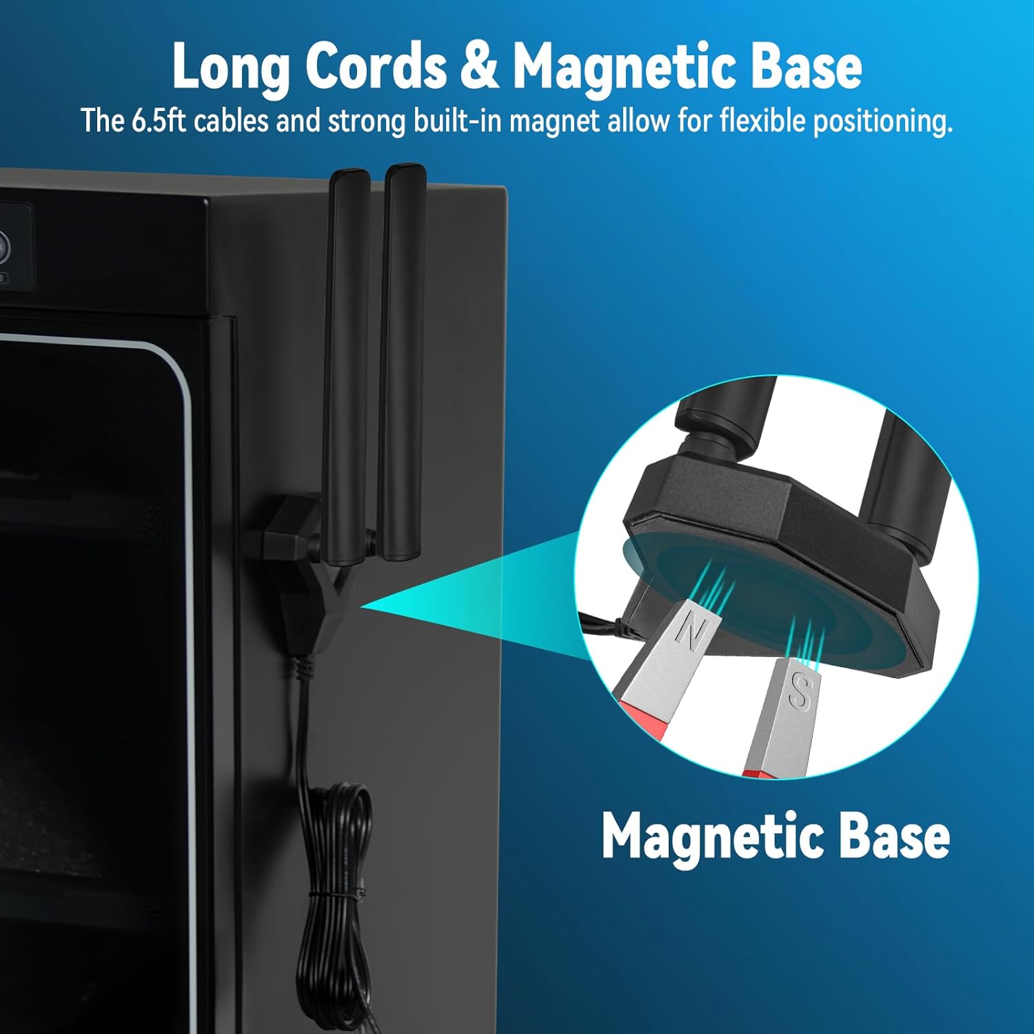 Eightwood WiFi 6E Tri-Band Antenna 6GHz 5GHz 2.4GHz Gaming WiFi Antenna Magnetic Base with 6.5ft Extension Cable for PC Desktop Computer PCIe WiFi 6E Card, Router