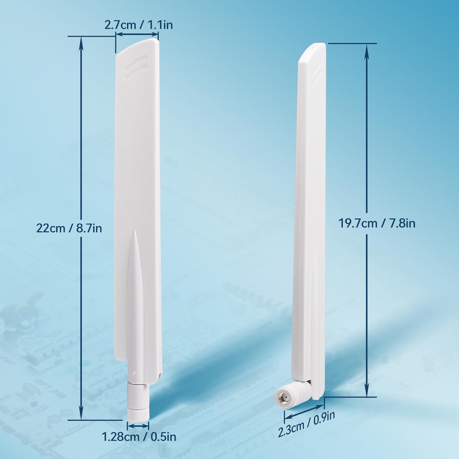 Eightwood WLAN Antenne WiFi 6E Antenne 2.4ghz 5ghz 6ghz Wi-Fi Router Antenne 6 dBi RP-SMA WiFi Antenne PC Weiß Kompatibel mit Router ASUS PC Mainboard Desktop PCIe WLAN Karte FPV