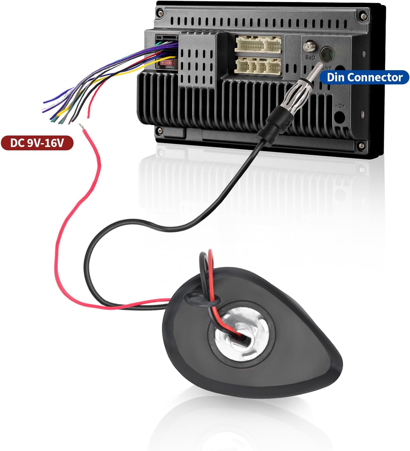 Eightwood Shark Fin Universal Car Radio Antenna, Roof Mount Amplified FM AM Antenna for Vehicle Car Truck Stereo Receiver Media Head Unit HD Radio