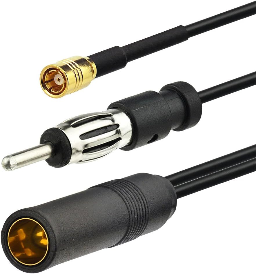 Eightwood DAB Car Aerial Cable SMB Antenna Splitter Din Female to Din Male to SMB Pigtail Cable Digtial Car Radio RG174 30cm for AM/FM DAB+ Pioneer Clarion Kenwood Alpine JVC