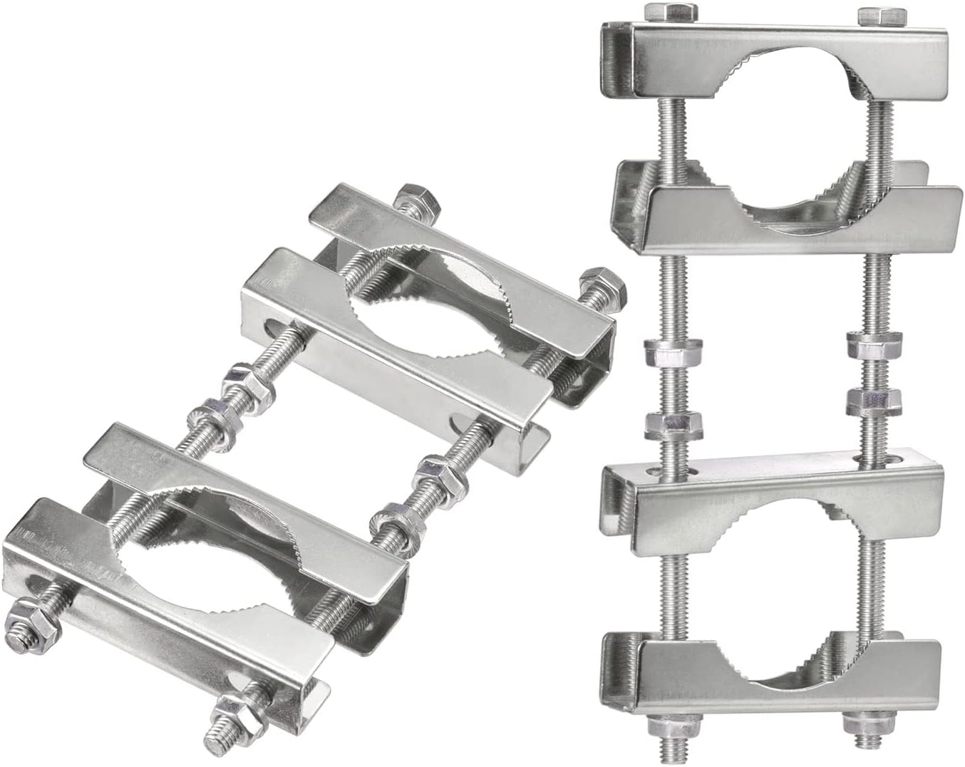 Eightwood Doppel Antenne Mast Klemme U Kiefer Block, für Mast zu Mast Montage (2 Set) U-Bolzen Montage Hardware für TV CB Schinken Antenne Angelruten Arasol Flaggen