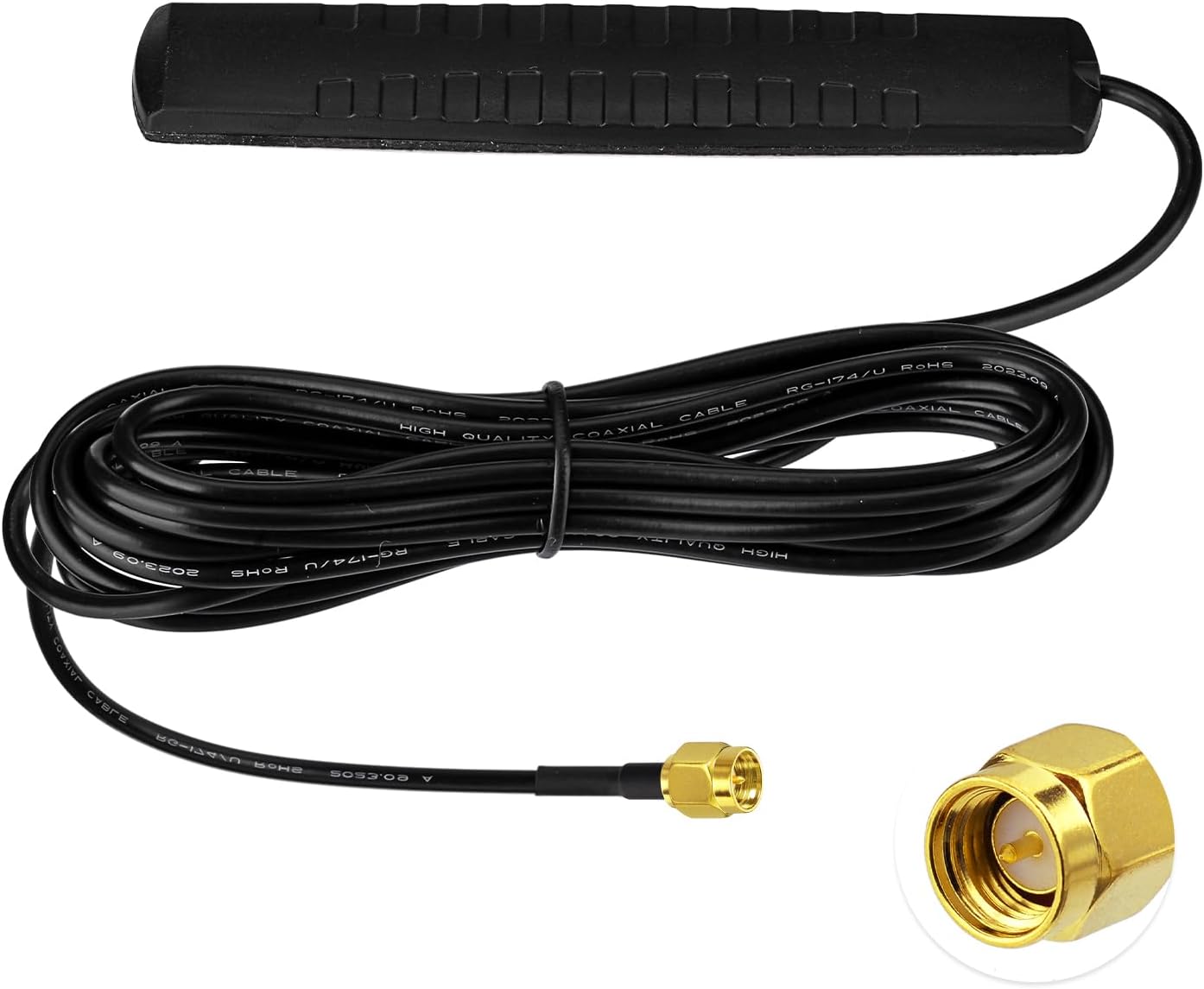 Eightwood DAB+ DAB Antenne SMA Adapter DAB Auto Radio Antenne Patch Aerial Glas Mount Windshield Antenne mit SMA Stecker 300CM Antenne für Blaupunkt Pioneer Clarion Alpine usw.