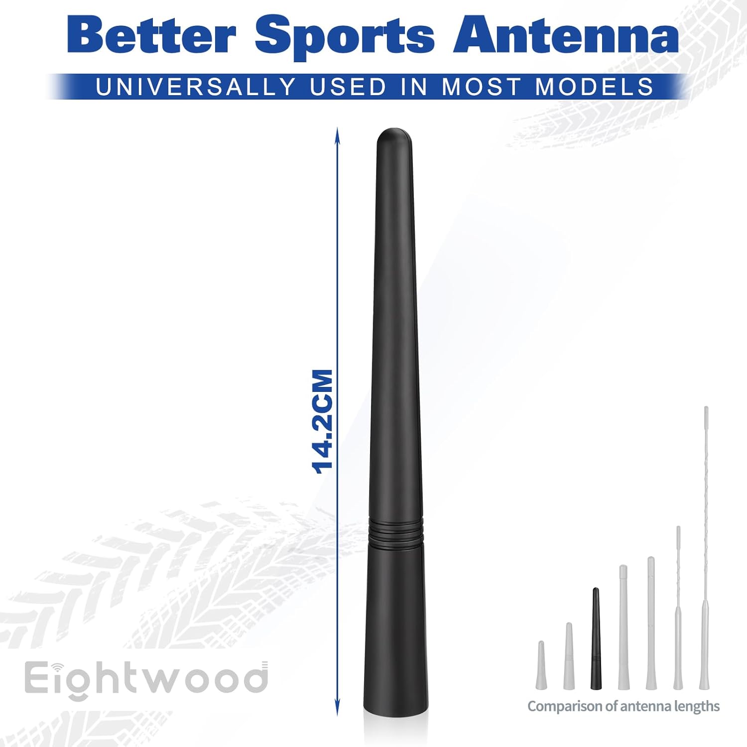 Eightwood Car Radio Antenna Replacement 5.6 inch, Universal Roof Mount Vehicle Antenna Mast, Flexible Rubber FM AM Antennae with M4 M5 M6 Screw Adapters