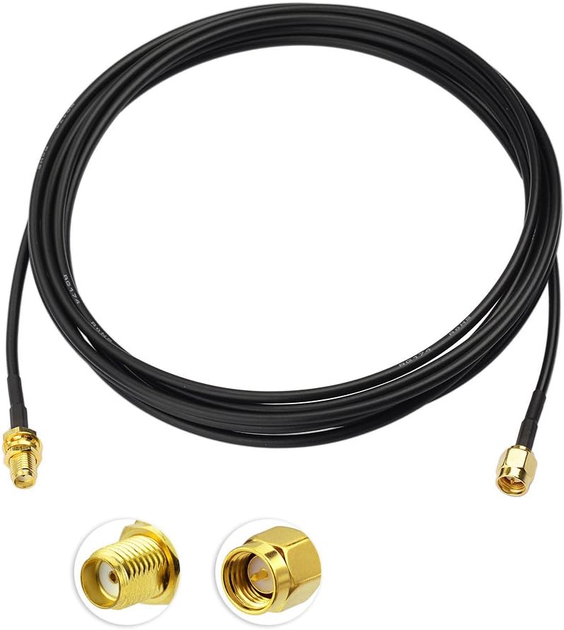 Eightwood SMA Extension SMA Male to SMA BulkHead Jack SMA Cable RG174 11.8ft 300 cm for 4G LTE Antenna Homematic CCU3 CCU2 Raspberry Pi Hsdpa Huawei 4G DTV WiFi Router Mobile Hotspot Multi-Way