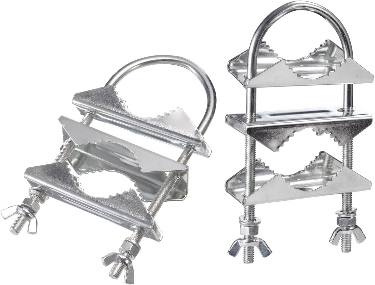 Eightwood Double Antenna Mast Clamp Heavy Duty Pole to Pole Mounting Kit V Jaw Block (2 Set) U-Bolt Mounting Hardware for TV CB Ham Antenna PFishing Rods arasols Flags