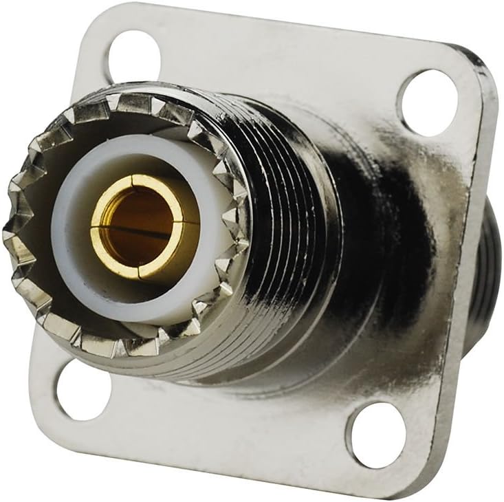 Eightwood SO239 to SO239 Chassis Mount Adapter 2-Pack, SO239 Female to Female Flange Panel Connector for PL259 UHF Antenna, CB &Amateur Radio, Ham Radio Transceiver