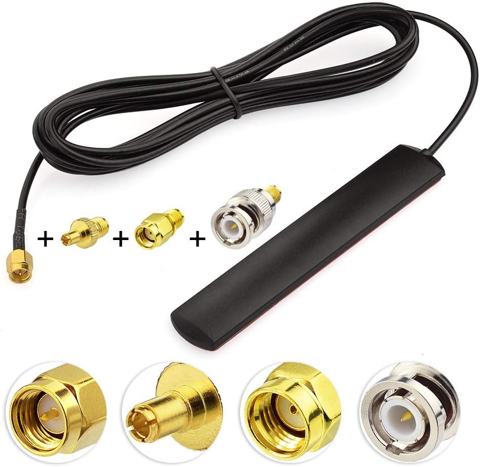 Eightwood 4G LTE Antenne GSM Antenne 3dBi SMA Stecker Glashalterung + 3 Adapter SMA auf BNC / TS9 / RP-SMA Adapter für GSM 2G 3G 4G LTE Router Wirelees Hotspot