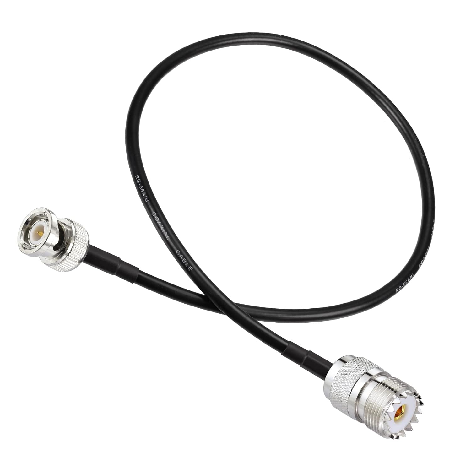 Eightwood UHF Female SO239 to BNC Male Adapter Antenna Jumper Cable RG58 1.6 Feet for Handheld CB Radio, Amateur Radio, Ham Radio, Radio Scanner