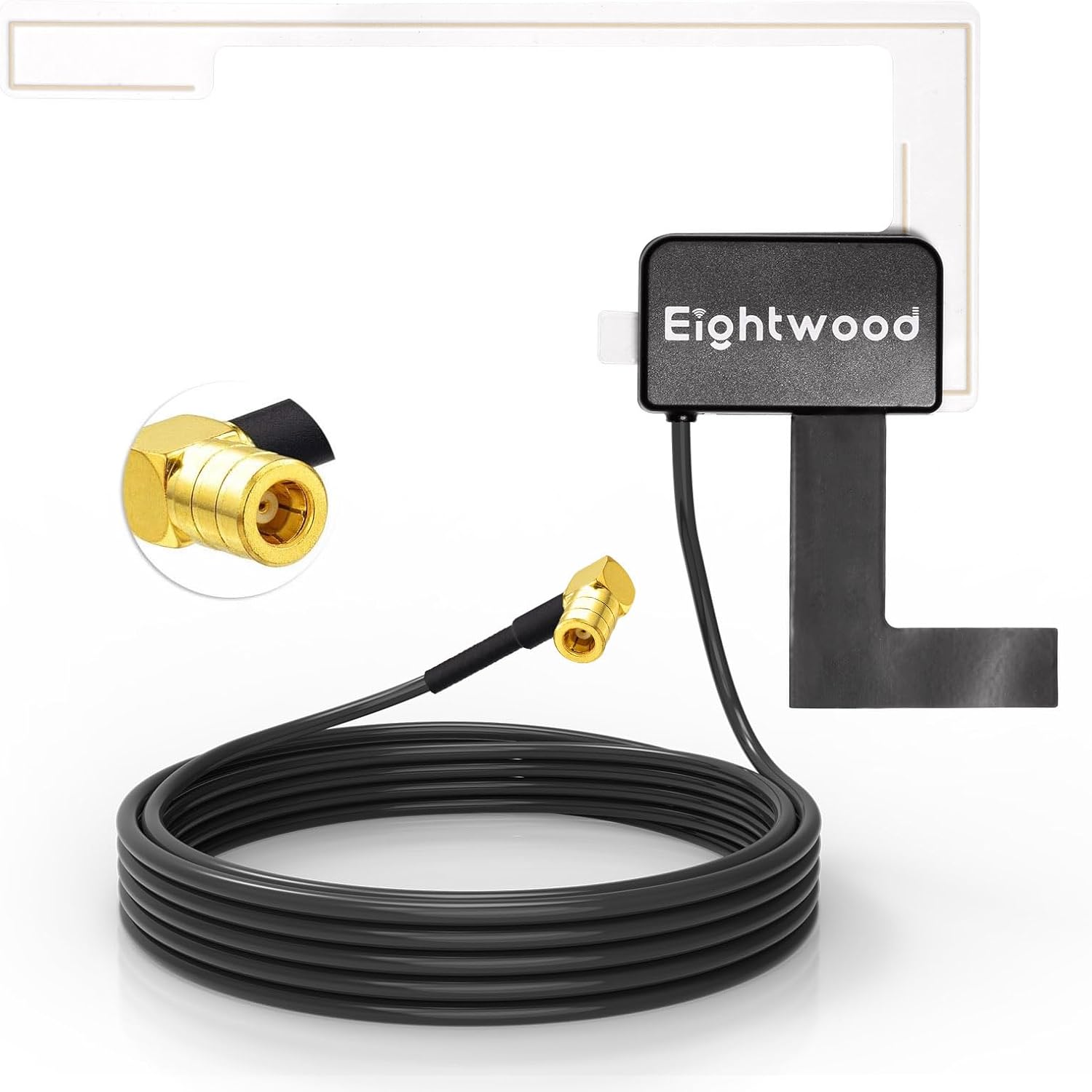 Eightwood Aktive DAB Antenne DAB+ Autoantenne SMB Adapter DAB Digitales Autoradio Antenne Glashalterung mit 3 m Verlängerungs Kabel Kompatibel für DAB Radio Pioneer Clarion Alpine MEHRWEG